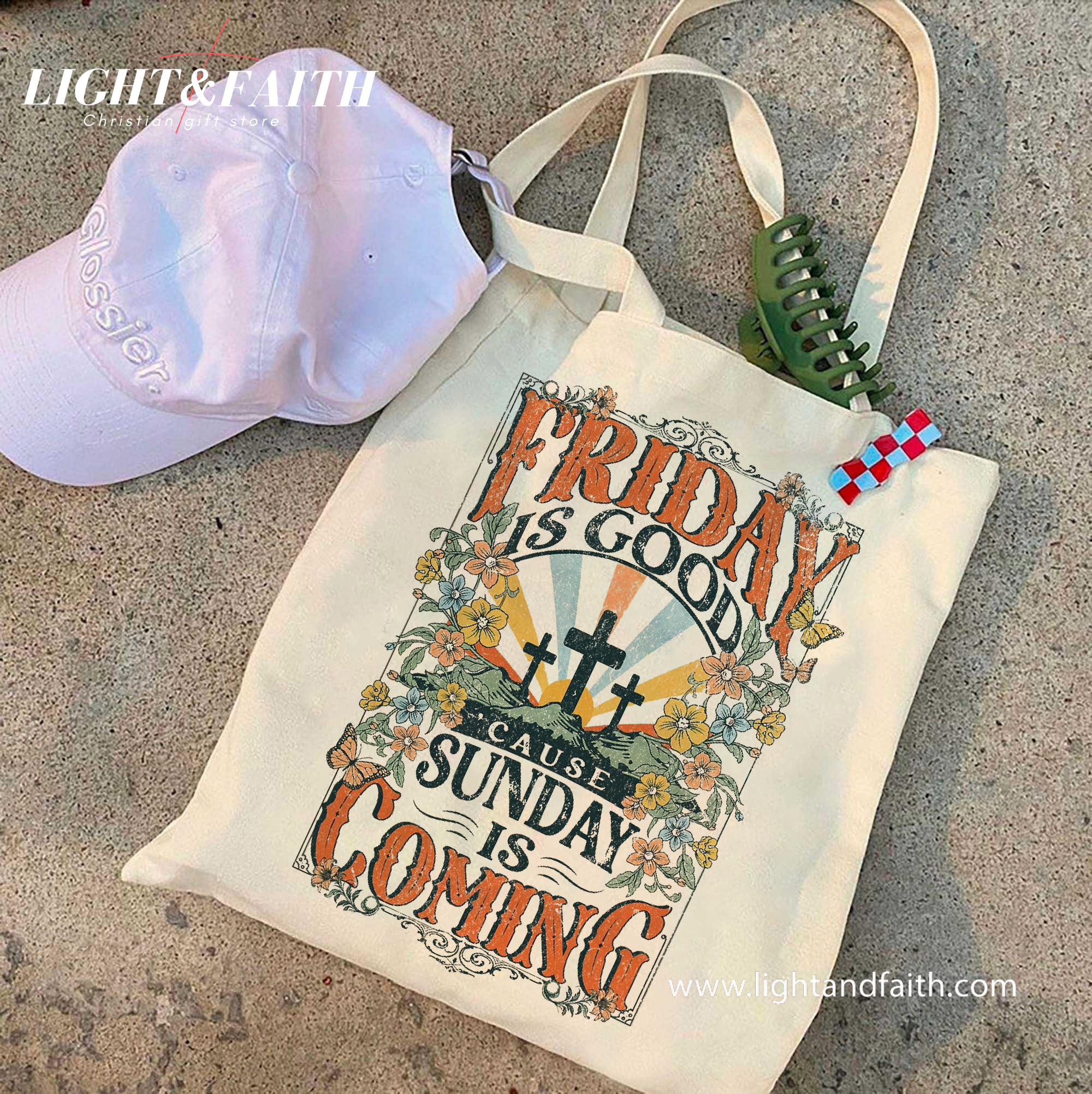 Friday Is Good Cause Sunday Is Coming Tote Bag, Christian Easter Resurrection Tote, Retro Faith Canvas Bag, Inspirational Church Gift TBLAF57
